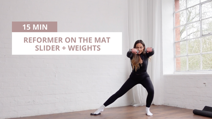 REFORMER ON THE MAT: Standing slider + weights